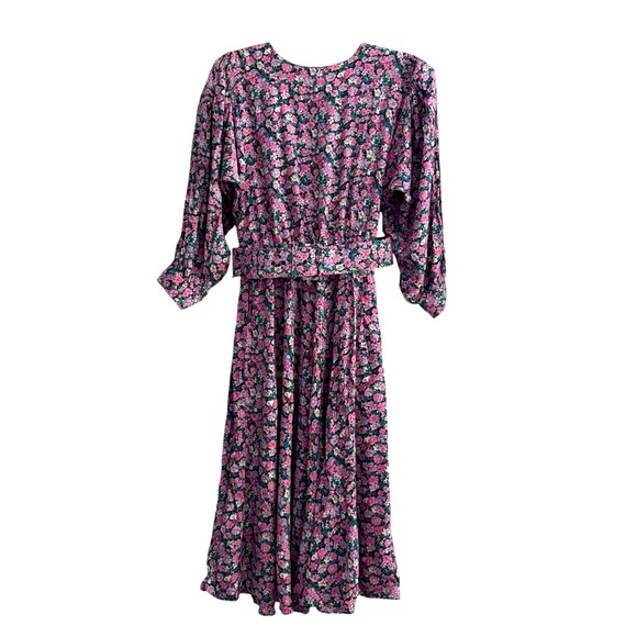 E.D. Michaels Vintage Floral Midi Dress Romantic Cottagecore Prairie Retro - Picture 2 of 12
